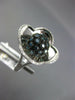 LARGE 1.25CT WHITE & BLUE DIAMOND 14KT WHITE GOLD 4 LEAF CLOVER FLOWER LOVE RING