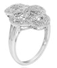 ESTATE .13CT DIAMOND 14KT WHITE GOLD 3D ROUND FLOWER OPEN FILIGREE FUN RING