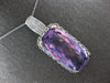 LARGE 25.13CT DIAMOND & AAA AMETHYST 14KT WHITE GOLD 3D CUSHION & ROUND PENDANT