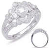 .68CT DIAMOND 14KT WHITE GOLD ROUND & BAGUETTE FILIGREE MILGRAIN FLOWER FUN RING
