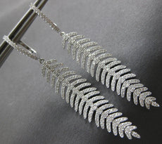 ESTATE LARGE 1.28CT DIAMOND 18KT WHITE GOLD 3D MULTI LEAF FUN HANGING EARRINGS