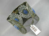 ESTATE EXTRA LARGE 21.86CT DIAMOND & AAA SODALITE 14K BLACK GOLD BANGLE BRACELET