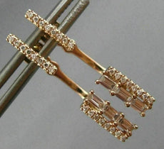 ESTATE .31CT ROUND & BAGUETTE DIAMOND 14KT ROSE GOLD ELONGATED HANGING EARRINGS