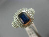 ESTATE LARGE 2.90CT DIAMOND & SAPPHIRE 14K WHTIE GOLD BEZEL HALO ENGAGEMENT RING