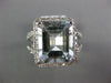LARGE 6.07CT DIAMOND & AAA AQUAMARINE 14K WHITE GOLD EMERALD CUT ENGAGEMENT RING