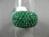 ESTATE LARGE 3.65CT DIAMOND & EMERALD 14K WHITE GOLD MULTI ROW FILIGREE FUN RING