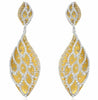 ESTATE 7.10CT DIAMOND 18KT 2 TONE GOLD 3D MULTI LEAF TEAR DROP HANGING EARRINGS
