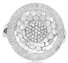 ESTATE .17CT DIAMOND 14KT WHITE GOLD 3D HAMMERED LOOK DESIGN FLOWER FUN RING