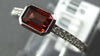 ESTATE .74CT DIAMOND & AAA GARNET 14KT WHITE GOLD 3D EMERALD CUT BEZEL FUN RING