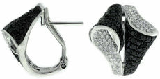 ESTATE 2.75CT WHITE & BLACK DIAMOND 14KT WHITE GOLD CLASSIC FUN CLIP ON EARRINGS