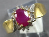 ESTATE 1.10CT DIAMOND & AAA RUBY 14KT YELLOW GOLD OVAL & ROUND FLOWER FUN RING