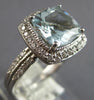 2.37CT DIAMOND & AAA AQUAMARINE 14KT WHITE GOLD CUSHION & ROUND ENGAGEMENT RING