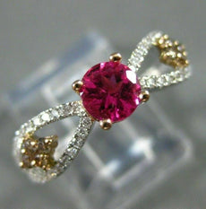 1.11CT WHITE CHOCOLATE FANCY DIAMOND & TOURMALINE 14K WHITE GOLD ENGAGEMENT RING