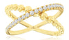 ESTATE .33CT DIAMOND 14KT YELLOW GOLD 3D CRISS CROSS INFINITY BEADED LOVE RING