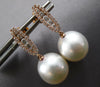 ESTATE LARGE .45CT DIAMOND & AAA SOUTH SEA PEARL 18KT ROSE GOLD 3D BAR HANGING EARRINGS