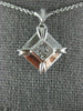 ESTATE .35CT DIAMOND 18KT WHITE GOLD PRINCESS INVISIBLE SQUARE PENDANT #1130