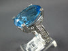 LARGE 16.06CT DIAMOND & AAA BLUE TOPAZ 14KT WHITE GOLD 3D OVAL & ROUND FUN RING