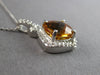 2.33CT DIAMOND & AAA CITRINE 14K WHITE GOLD CLASSIC CUSHION & ROUND HALO PENDANT