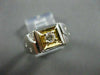ESTATE .20CT OLD MINE DIAMOND 14KT TWO TONE GOLD SQUARE MENS GYPSY RING #1234