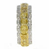 LARGE 7.39CT WHITE & FANCY YELLOW DIAMOND 18K 2 TONE GOLD 3 ROW ANNIVERSARY RING