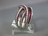 LARGE 2.76CT DIAMOND & AAA RUBY 18K WHITE GOLD 3D MULTI ROW CRISS CROSS FUN RING