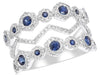 WIDE 1.12CT DIAMOND & AAA SAPPHIRE 14KT WHITE GOLD MULTI FLOWER ANNIVERSARY RING