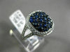 ESTATE LARGE DIAMOND & AAA SAPPHIRE 14KT WHITE GOLD 3D CLASSIC CLUSTER HALO RING