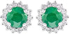 .59CT DIAMOND & AAA EMERALD 14K WHITE GOLD 3D CLASSIC ROUND FLOWER STUD EARRINGS