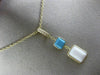 ESTATE .10CT DIAMOND TURQUOISE & WHITE QUARTZ 14KT YELLOW GOLD FLOATING PENDANT