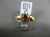 ESTATE WIDE .47CT DIAMOND & RUBY 14KT YELLOW GOLD FLOWER CLUSTER ENGAGEMENT RING