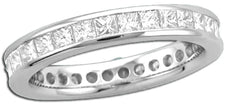 1.0CT DIAMOND 14K WHITE GOLD PRINCESS CHANEL INVISIBLE ETERNITY ANNIVERSARY RING