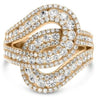 ESTATE LARGE 2.24CT DIAMOND 14KT ROSE GOLD 3D MULTI ROW LOVE KNOT FUN RING