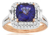 LARGE 3.55CT DIAMOND & AAA TANZANITE 14K WHITE & ROSE GOLD SQUARE ENAGEMENT RING