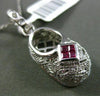 ESTATE .57CT DIAMOND & RUBY 14KT WHITE GOLD FILIGREE MILGRAIN BABY SHOE PENDANT