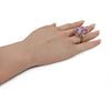EXTRA LARGE 54.61CT DIAMOND & AAA KUNZITE 18K WHITE GOLD 3D 3 STONE CLASSIC RING