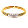 ESTATE 1.09CT DIAMOND 18KT 2 TONE GOLD 3D RECTANGULAR SNAKE CUFF BANGLE BRACELET