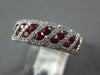 ESTATE .98CT DIAMOND & AAA RUBY 18KT WHITE GOLD 3D DOUBLE ROW DIAGONAL FUN RING