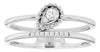 ESTATE .10CT DIAMOND 14KT WHITE GOLD ROUND PEAR SHAPE DIAGONAL BEADED FUN RING