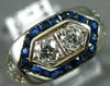 ANTIQUE .70CT OLD MINE DIAMOND & AAA SAPPHIRE 14K WHITE GOLD FILIGREE RING 20969