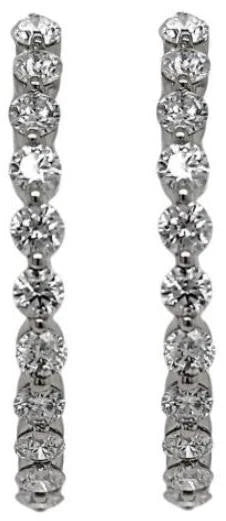 2.07CT DIAMOND 18KT WHITE GOLD 3D ROUND SHARED PRONG INSIDE OUT HANGING EARRINGS