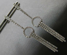 LONG 1.25CT DIAMOND 18KT WHITE GOLD MULTI BAR CHANDELIER HANGING EARRINGS #27662