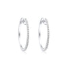 ESTATE .51CT DIAMOND 14KT WHITE GOLD 3D CLASSIC HUGGIE HOOP HANGING EARRINGS