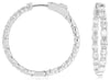 LARGE 3.40CT DIAMOND 14KT WHITE GOLD OVAL SHARED PRONG INSIDE OUT HOOP EARRINGS