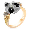 LARGE 2.15CT WHITE BLACK & ICE DIAMOND 18KT WHITE & ROSE GOLD 3D ENGAGEMENT RING