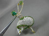ESTATE LARGE 3.30CT DIAMOND & AAA EMERALD 14KT YELLOW GOLD BALLERINA BROOCH PIN