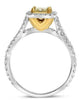 1.26CT WHITE & CANARY DIAMOND 18KT 2 TONE GOLD CUSHION & ROUND ENGAGEMENT RING