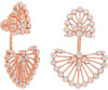 ESTATE LARGE 1.57CT DIAMOND 18KT ROSE GOLD FLOWER FILIGREE FUN HANGING EARRINGS