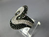 LARGE 4.01CT WHITE & BLACK DIAMOND 14KT WHITE GOLD MULTI WAVE LOVE KNOT FUN RING