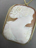 ANTIQUE 14KT YELLOW GOLD HAND CARVED LADY SHELL CAMEO PENDANT PIN & BROOCH #1328