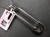 ESTATE LARGE .59CT DIAMOND 14KT WHITE GOLD SAFETY PIN FUN LOVE FLOATING NECKLACE